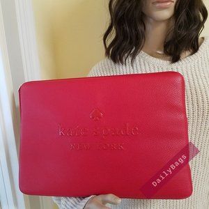 NWT KATE SPADE 100% AUTHENTIC SIENNE LOGO LAPTOP SLEEVE HOT CHILI WLRU1164